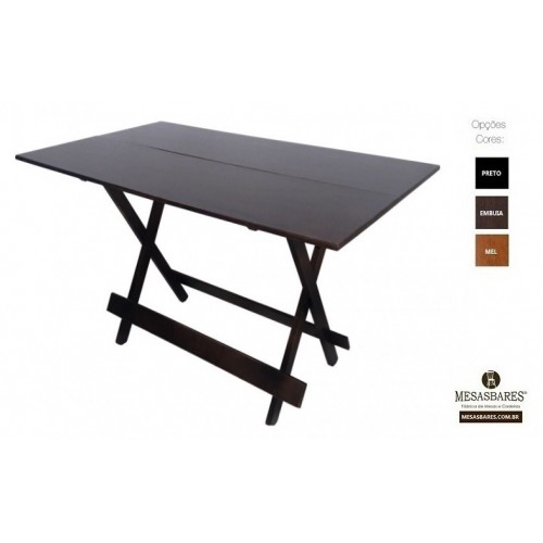 Conjunto Dobrável para Bar Mesa 120x70 com 4 Cadeiras Estofada de Madeira - Cod: 528